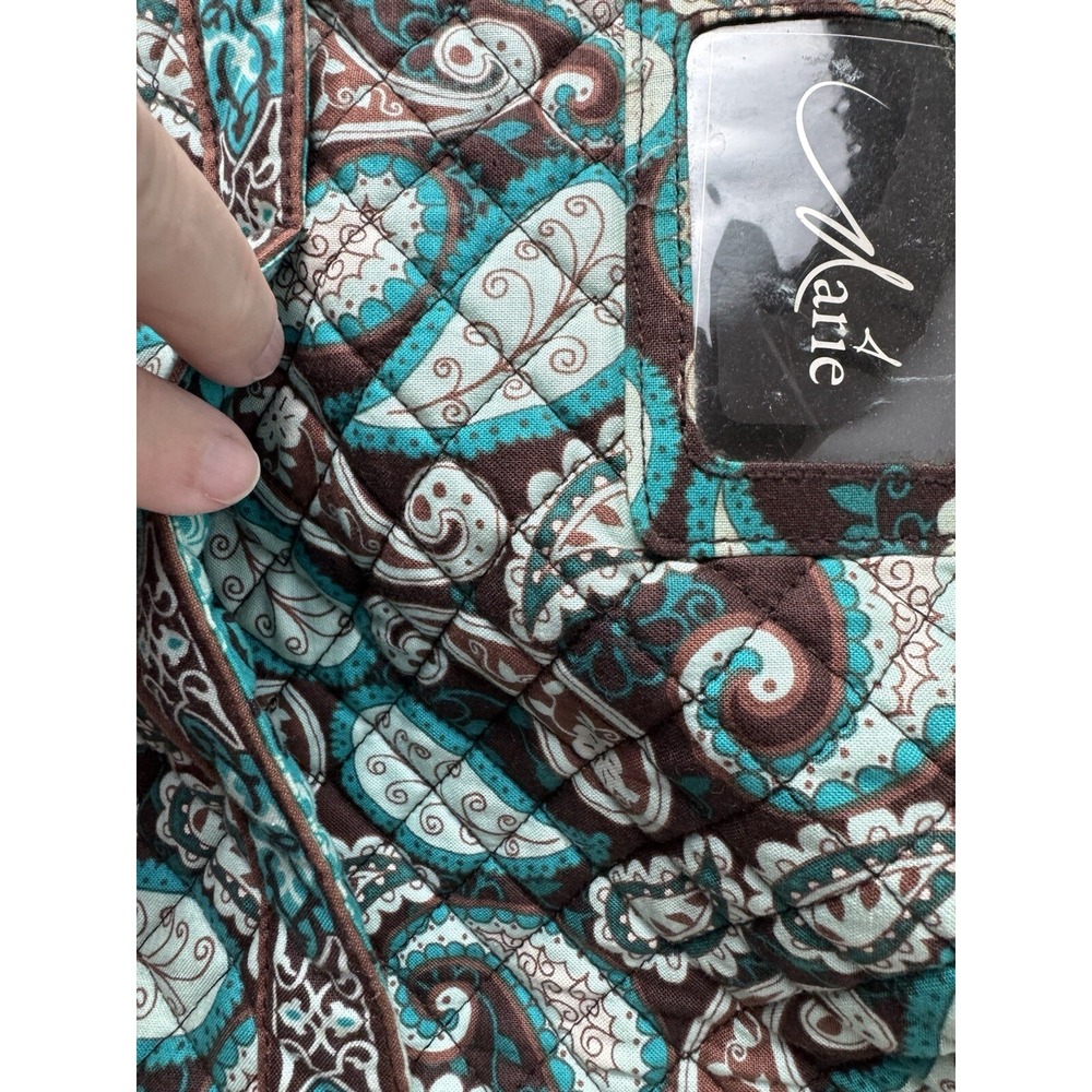 Marie By Giftcraft Paisley Shoulder Bag Turquoise Brown Quilted - Picture 11 of 16